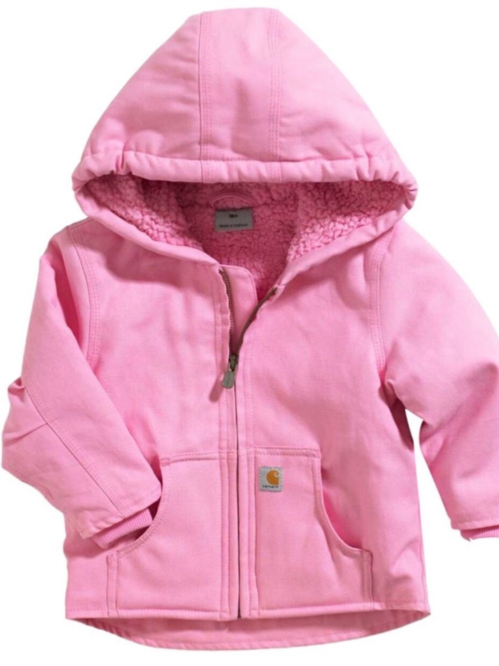 Carhartt Redwood Sherpa Fleece Lined Jacket With Hood and Pockets Size 12 Months